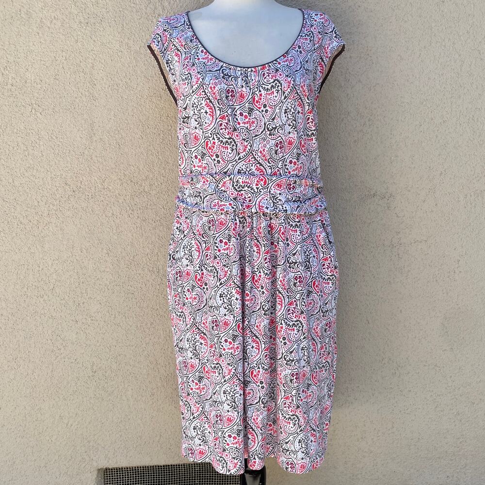 Boden Margot Jersey Coral Pink Paisley Dress Size 14R